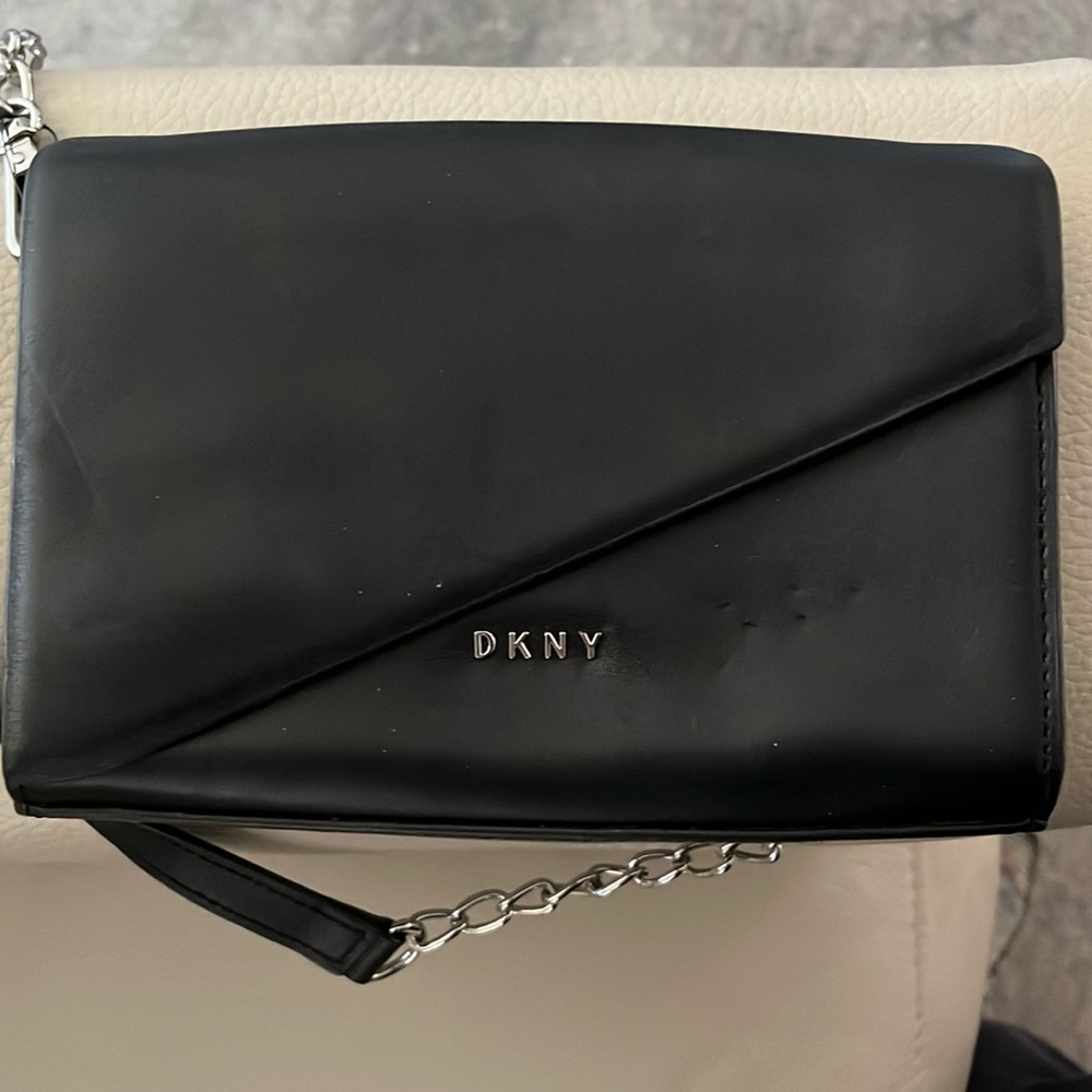 DKNY Black Leather Envelope shoulder bag